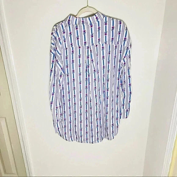 NWT For Love & Lemons Dahlia Boyfriend Shirt Corset Belt Blue White Floral - Picture 7 of 10